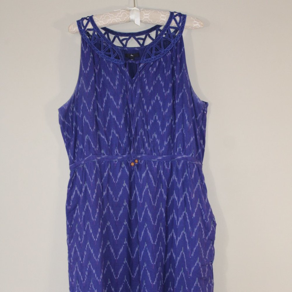 Gap A-line Triangle Cut Out Neckline Dress - Size Large, Majorca Blue, Side Zip